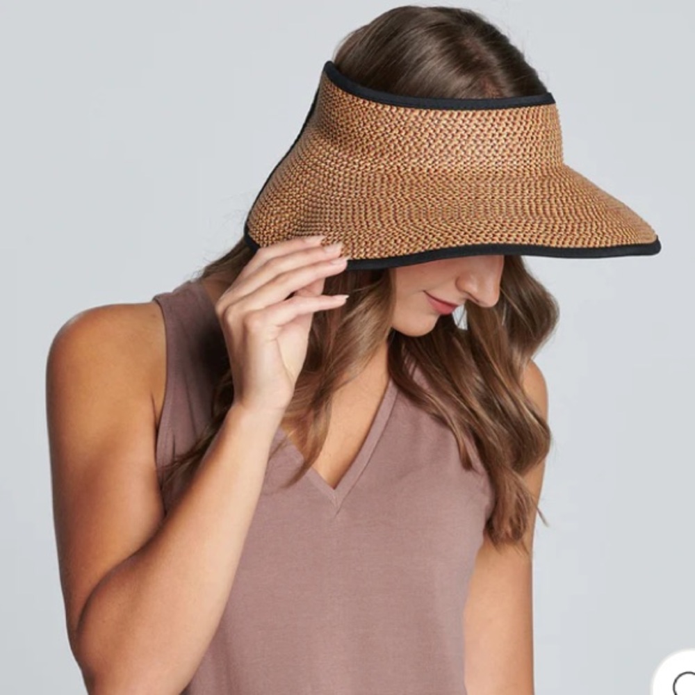 San Diego Hat Club Red Signature Ultra Large Brim Visor With UPF 50 Packable NWT